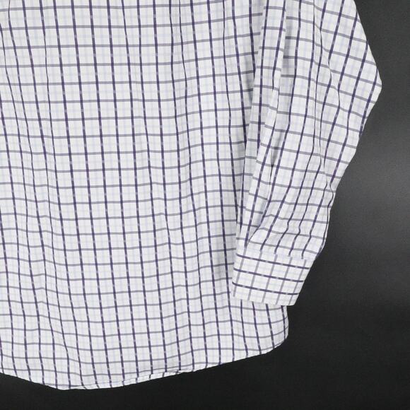 Eton Shirt Mens Large 16 41 White Blue Plaid Button Down Dress Office Business - Picture 10 of 15